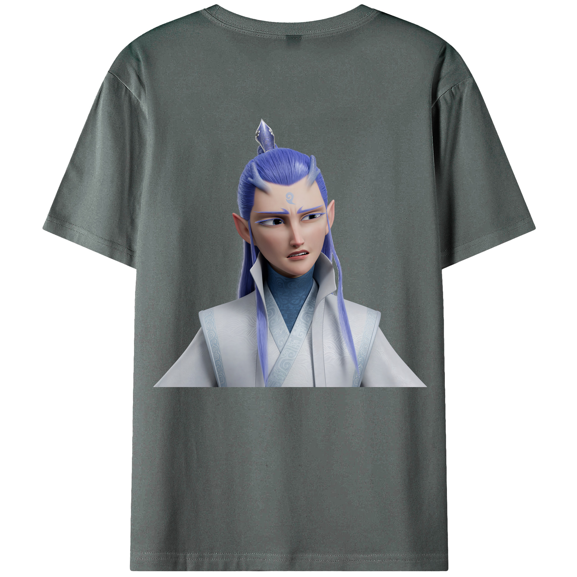 （画像用） Ne Zha 2 ナタ 魔童の大暴れ 綿100％半袖Tシャツ（背面プリント）